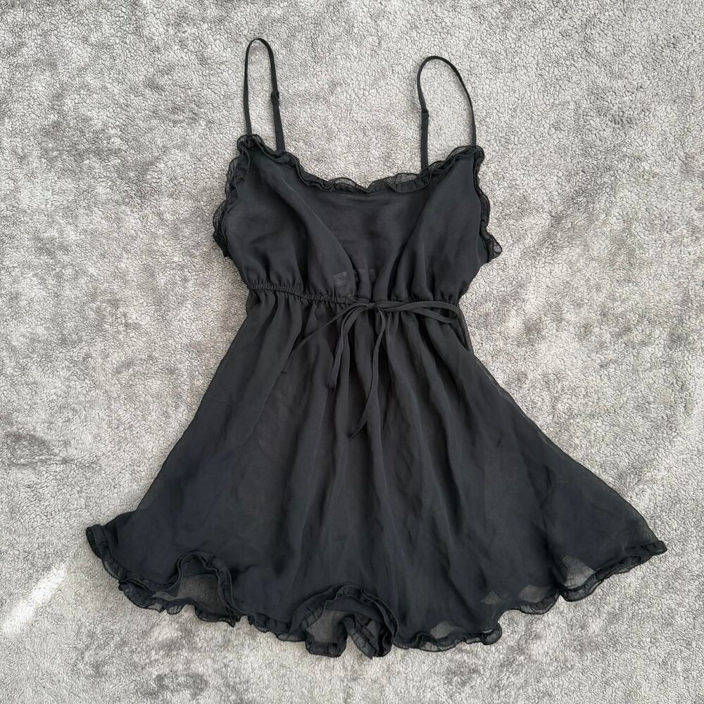 Vintage 90s Victoria Secret black lace babydoll dress